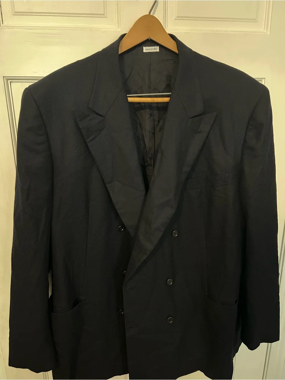 Brioni Midnight Blue Double-Breasted Suit Jacket Sport Coat 42R Super 150s
